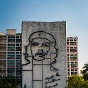 CUB LAHA Havana 2019APR26 Cruizin 027    Ernesto "Che" Guevara's   steel image is mounted to one of the multi-story buildings. : - DATE, - PLACES, - TRIPS, 10's, 2019, 2019 - Taco's & Toucan's, Americas, April, Caribbean, Cuba, Day, Friday, Havana, La Habana, Month, Year